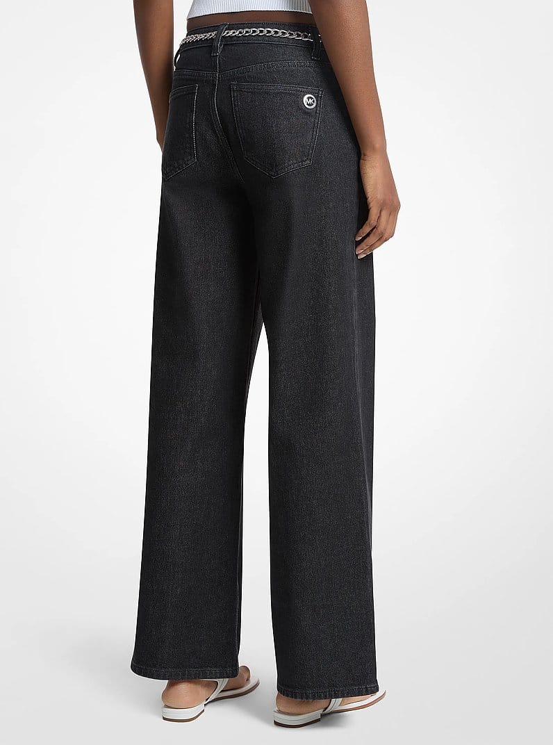Stretch Denim Wide-Leg Jeans