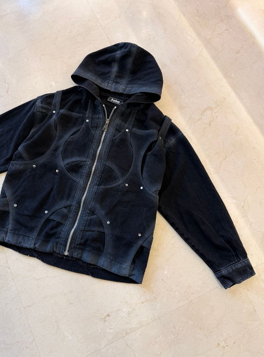 Trap Denim Washed Denim Intertwined Jacket