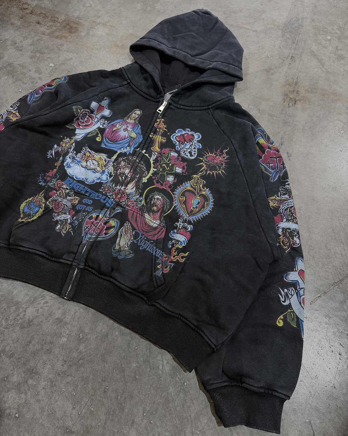 Righteous Risen King Zip Up Hoodie Black