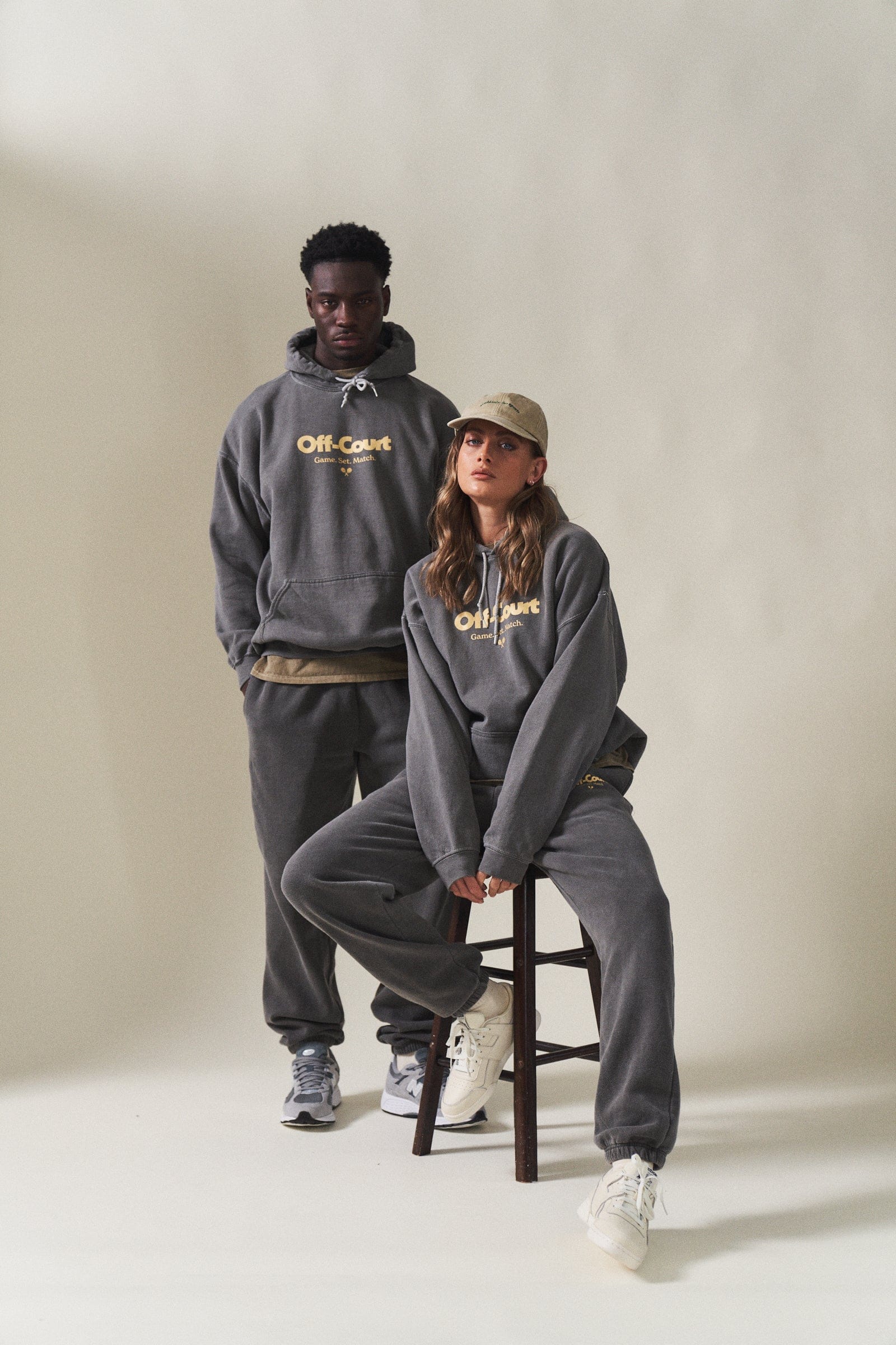 Vice 84 Off - Court GSM Hoodie & Jogger Set - Vintage Washed Charcoal