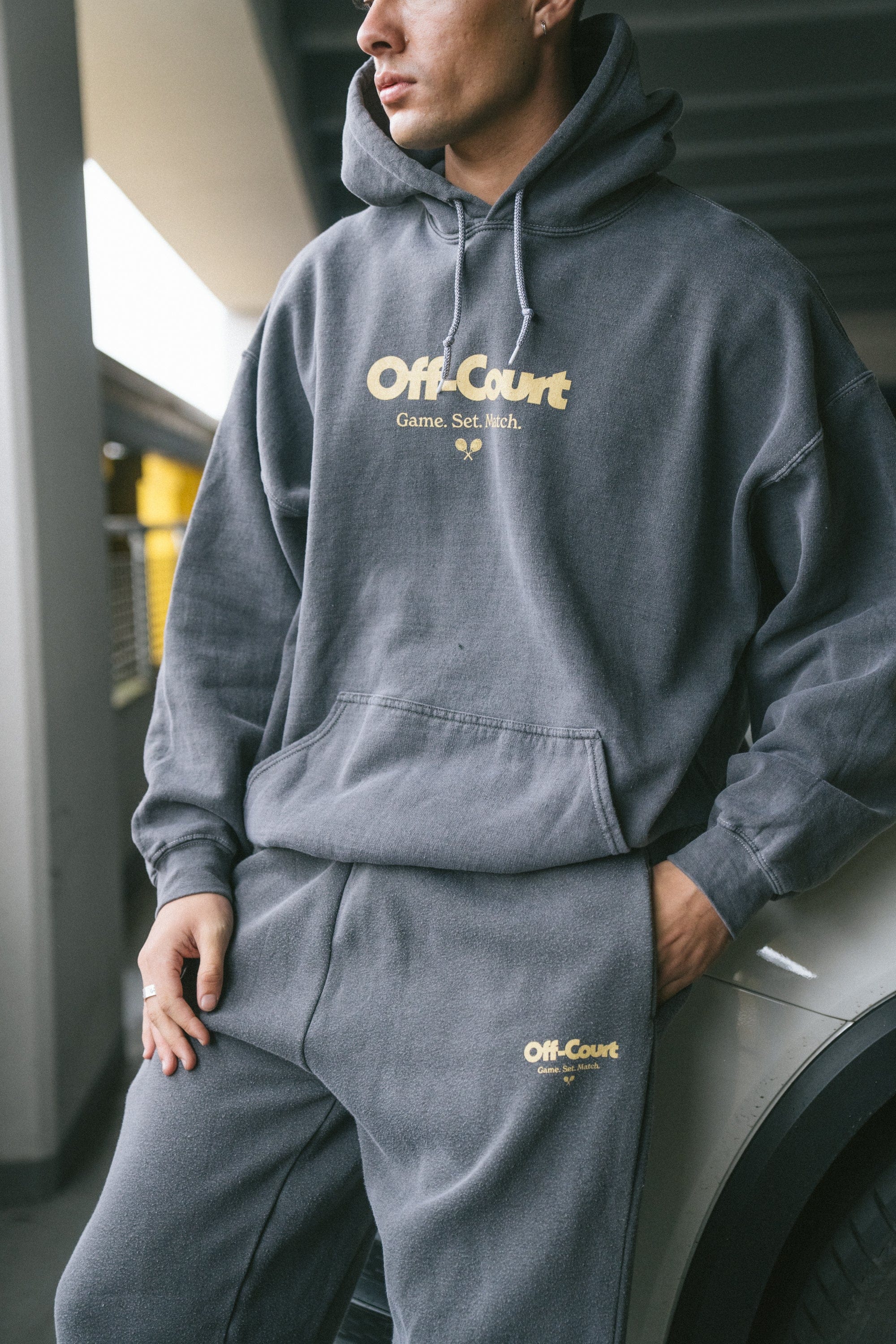 Vice 84 Off - Court GSM Hoodie & Jogger Set - Vintage Washed Charcoal