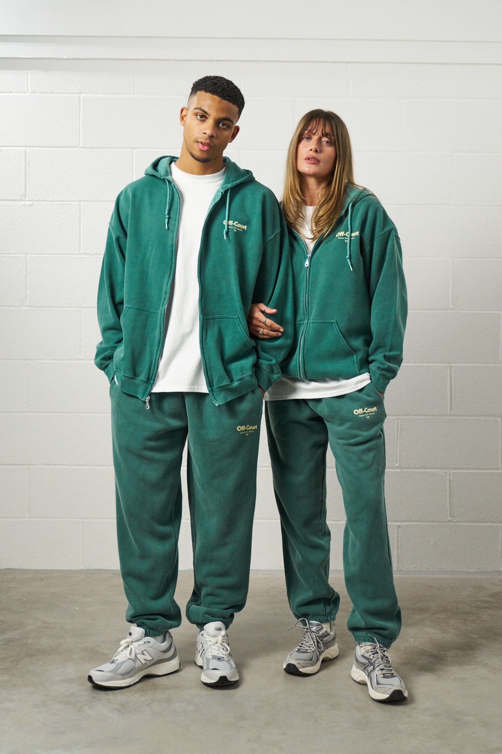 Vice 84 Off - Court GSM Zip Up Hoodie & Jogger Set - Vintage Washed Forest