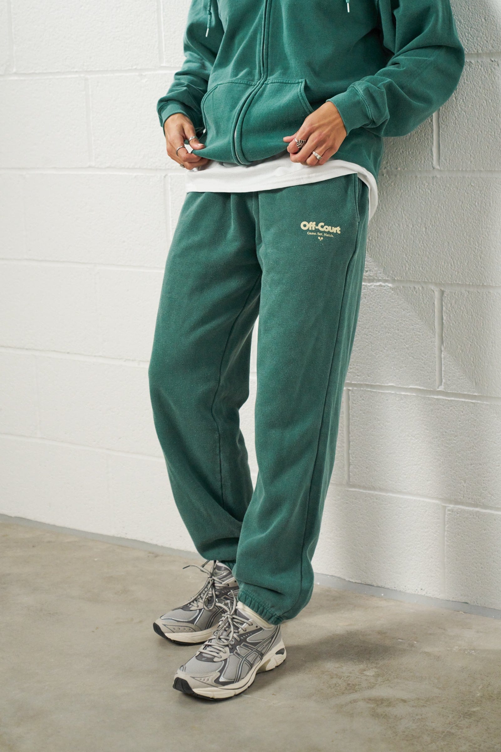 Vice 84 Off - Court GSM Zip Up Hoodie & Jogger Set - Vintage Washed Forest