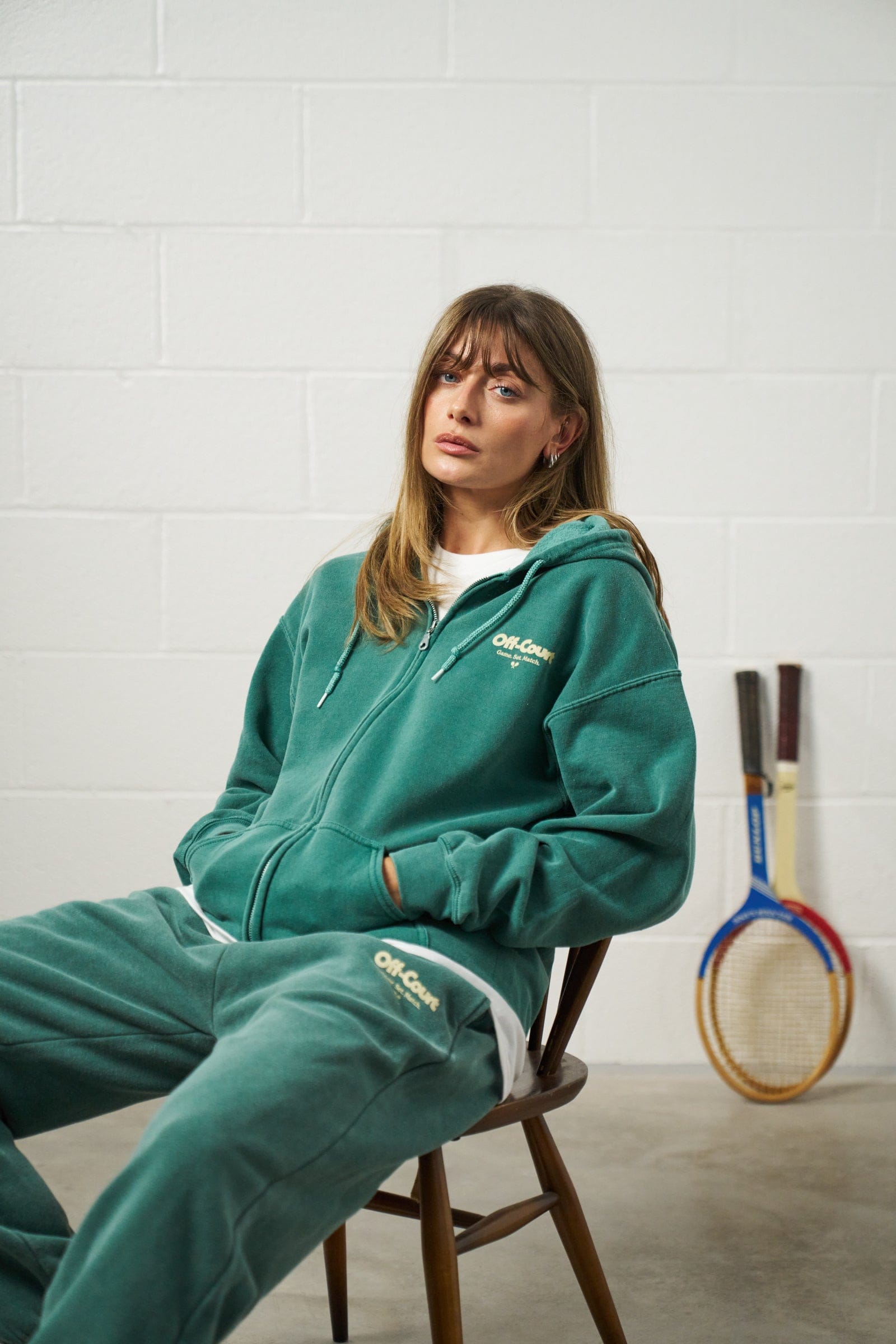 Vice 84 Off - Court GSM Zip Up Hoodie & Jogger Set - Vintage Washed Forest