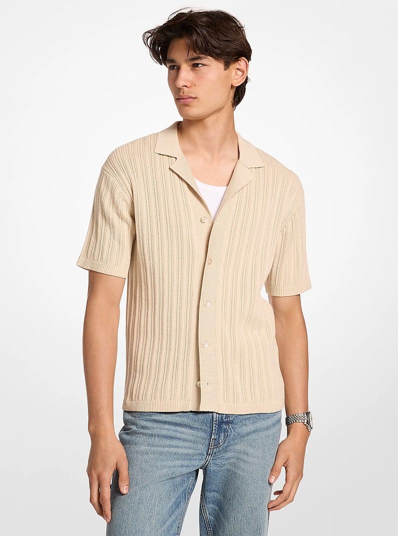 Textured Knit Polo Shirt