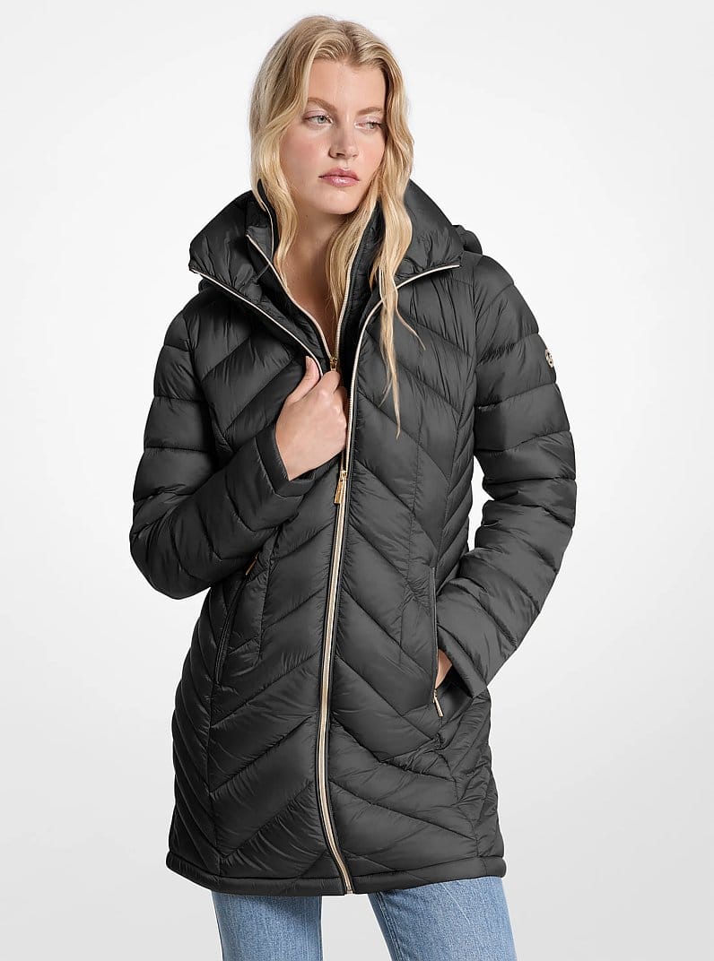 Packable Quilted Nylon Puffer Coat