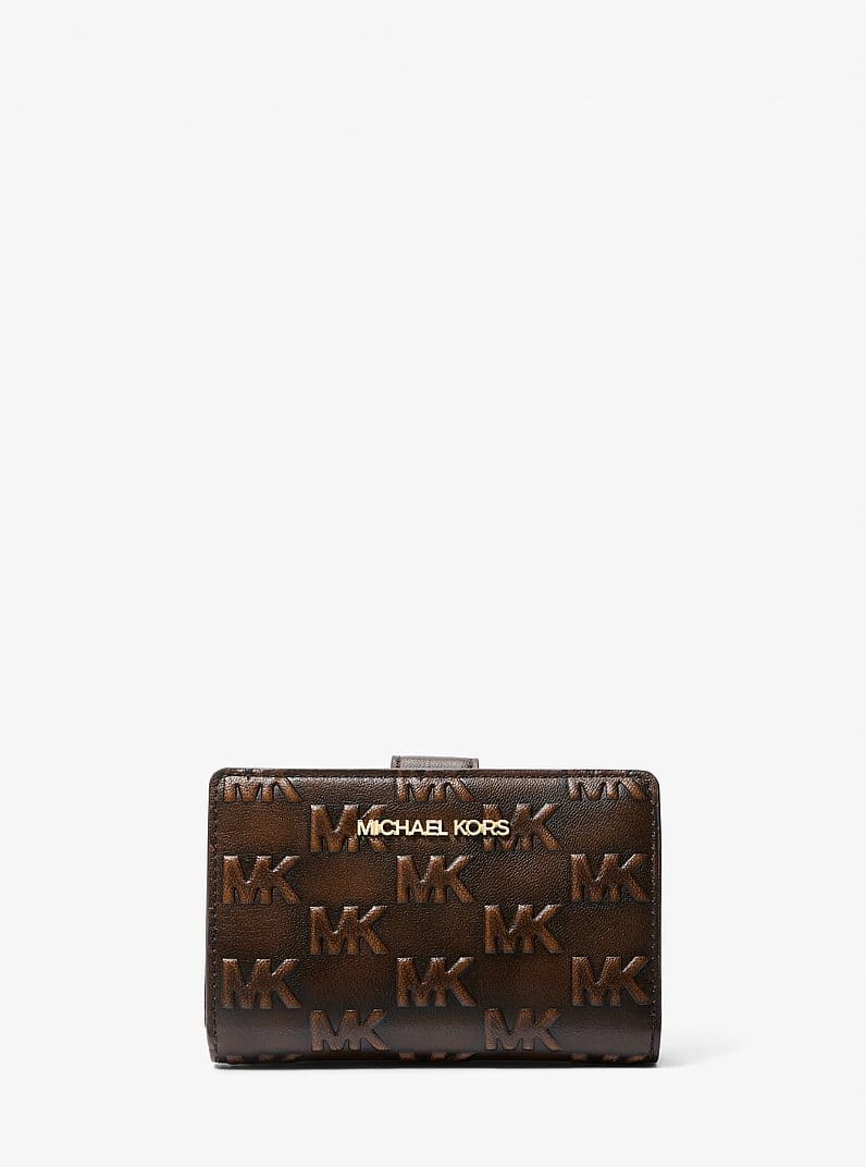 Jet Set Travel Medium Logo Embossed Burnished Wallet