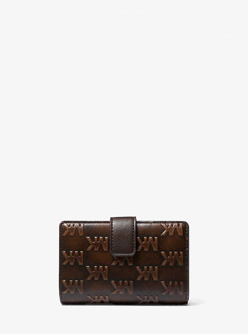 Jet Set Travel Medium Logo Embossed Burnished Wallet