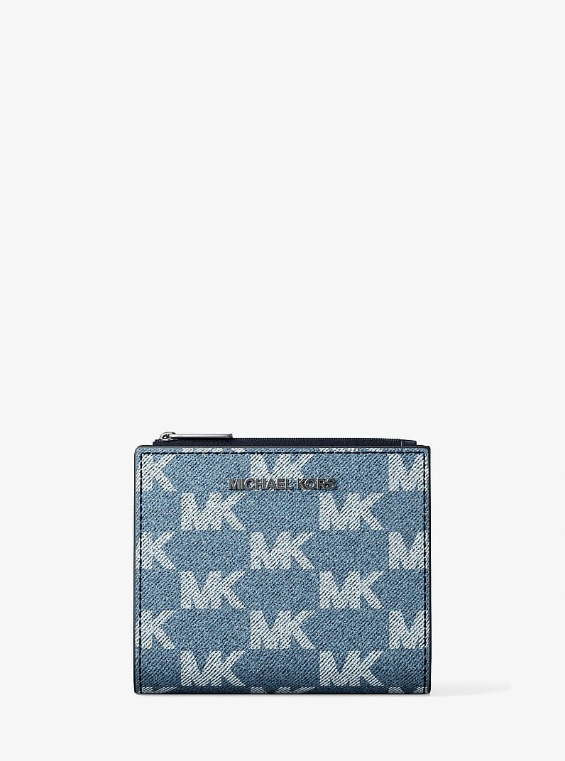 Cooper Medium Logo Jacquard Denim Zip Wallet