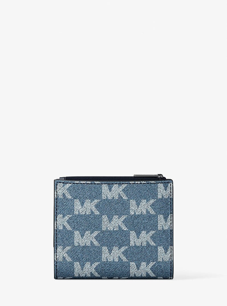 Cooper Medium Logo Jacquard Denim Zip Wallet