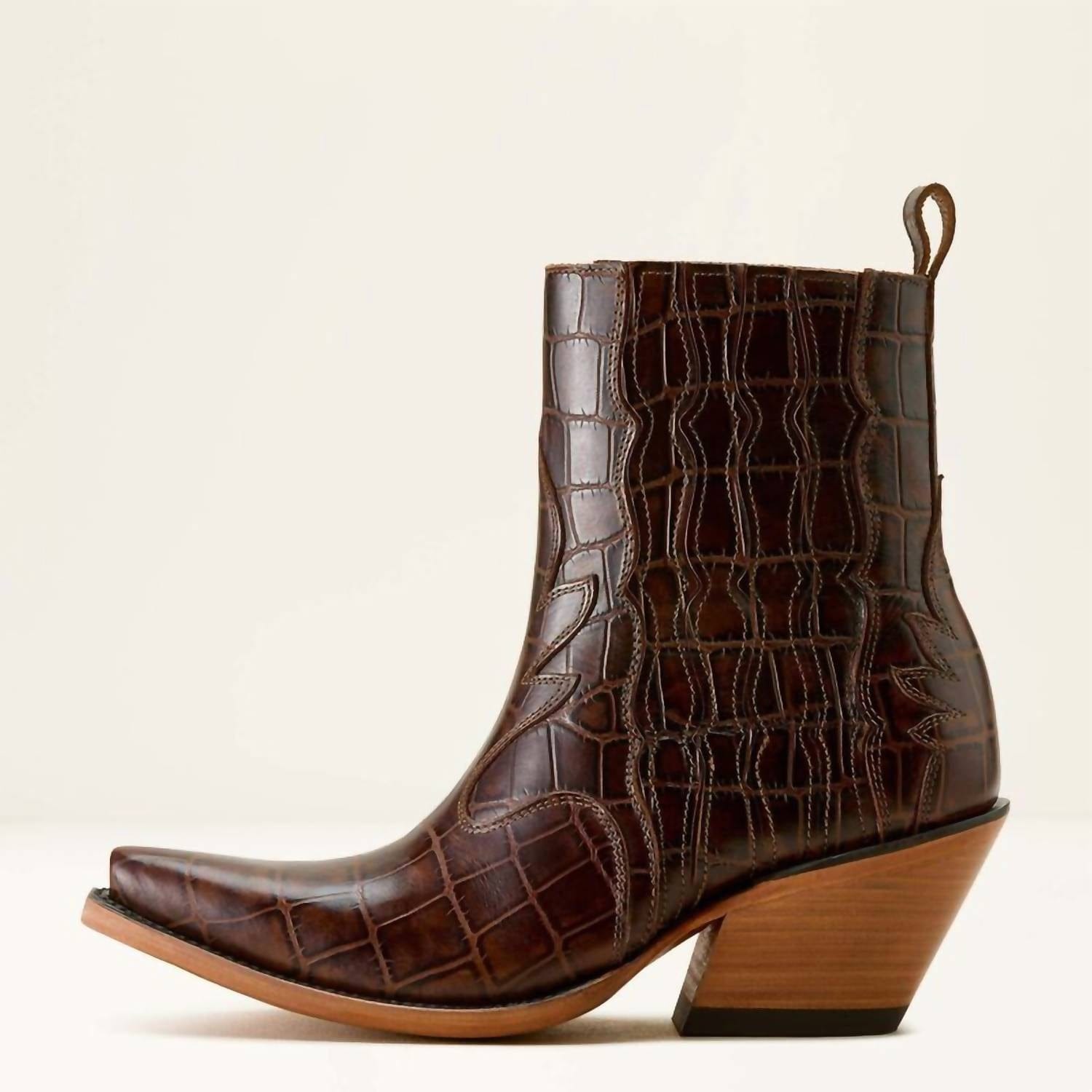 Jade Women's Jade Western Bootie In Luxe Espresso Croc Print
