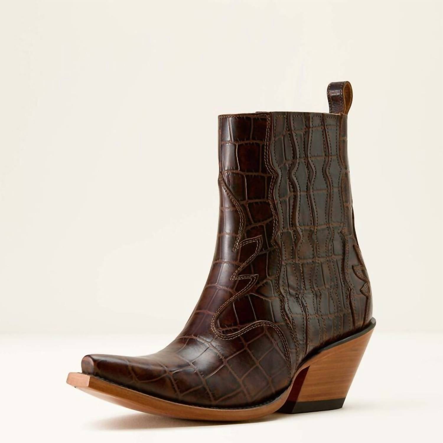 Jade Women's Jade Western Bootie In Luxe Espresso Croc Print