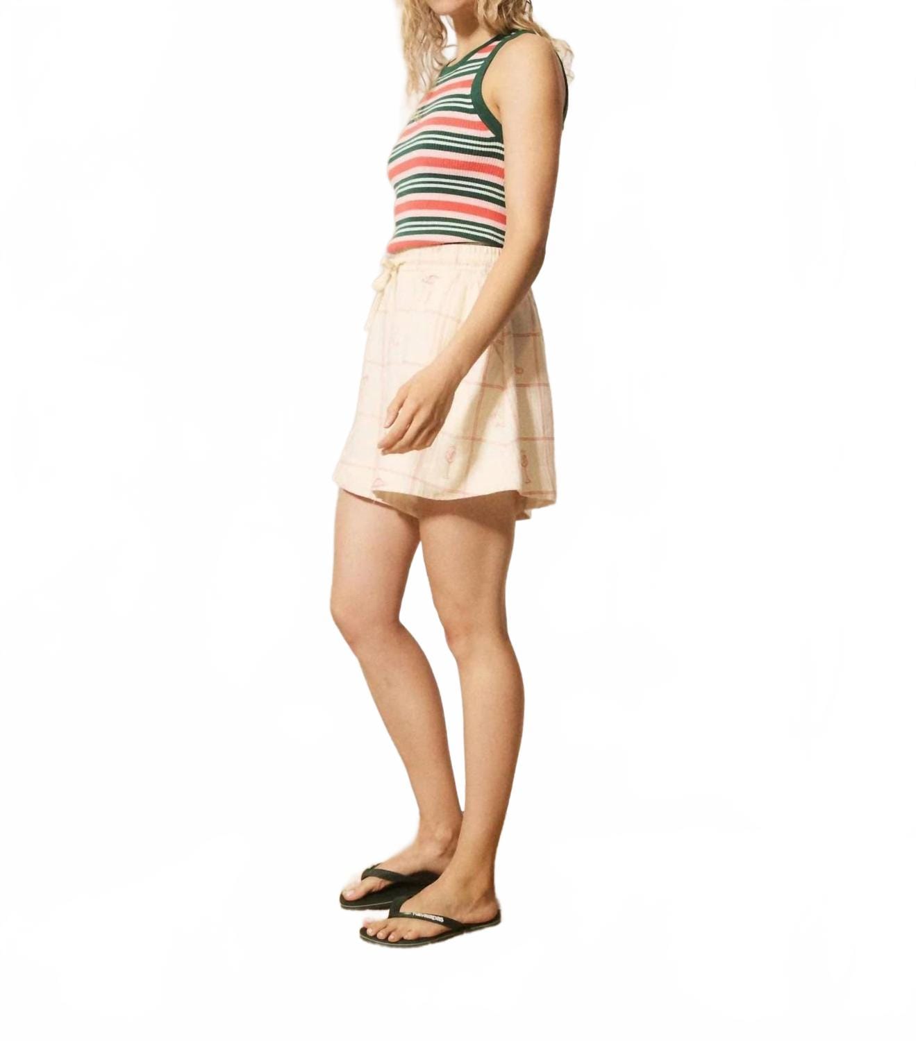 WHITE* Nunzia Stripe Tank Top In Green, Coral, And White