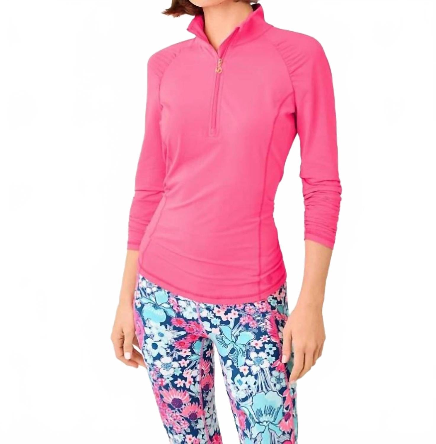 Justine Upf 50+ Half Zip Jacket In Cherry Blossom Pink