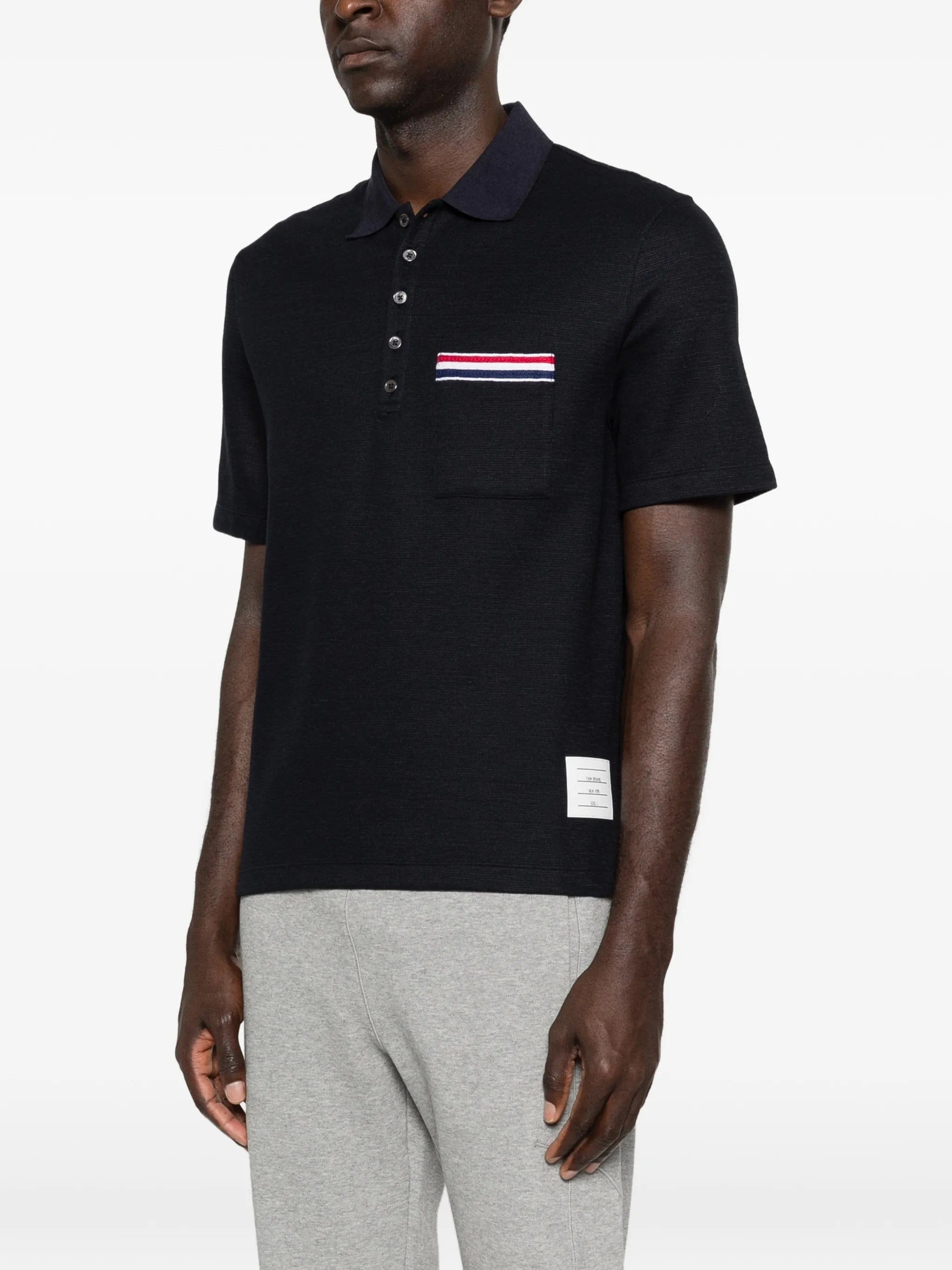 Thom Browne logo - embroidery polo shirt