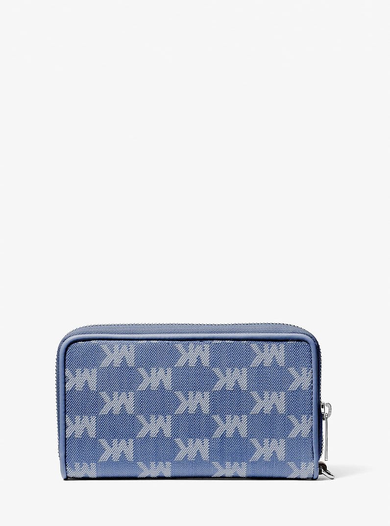 Jet Set Travel Large Logo Jacquard Denim Smartphone Wristlet