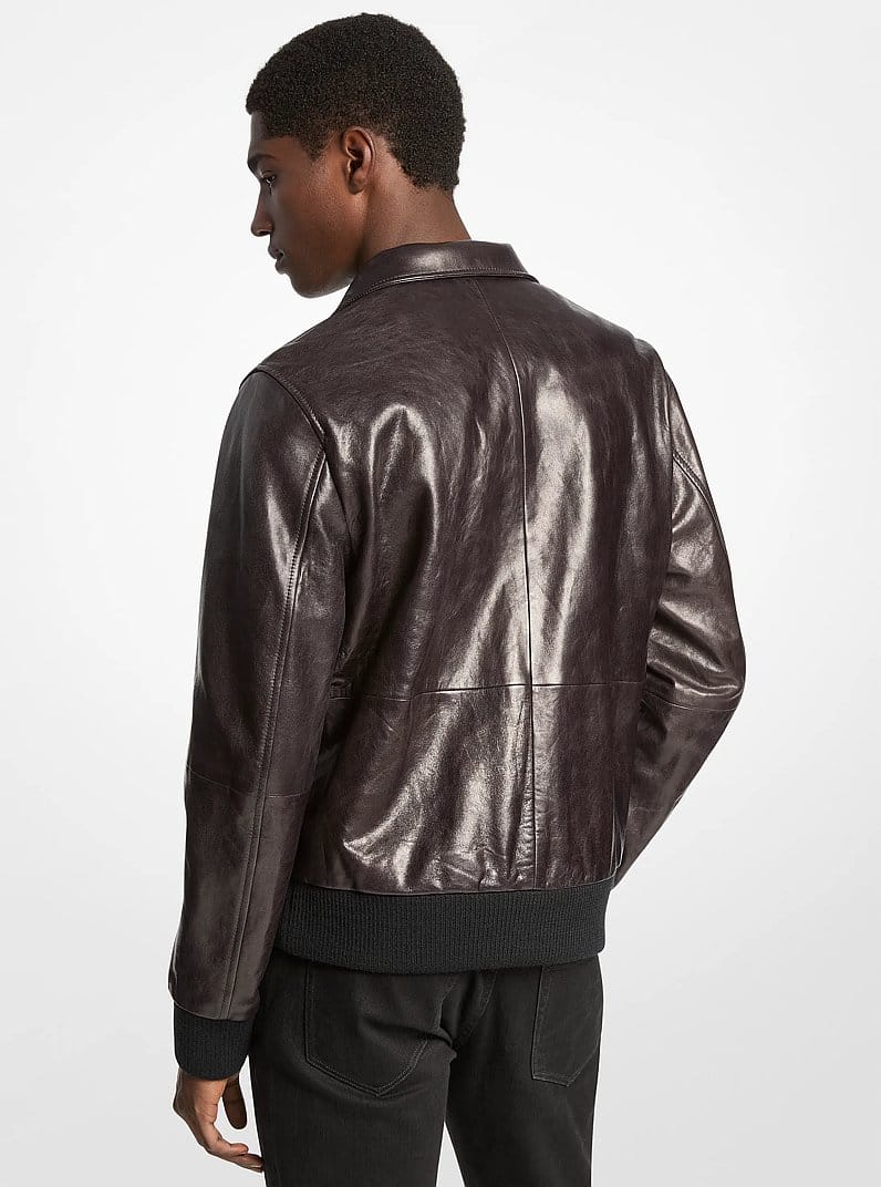 Distressed Leather Harrington Jacket
