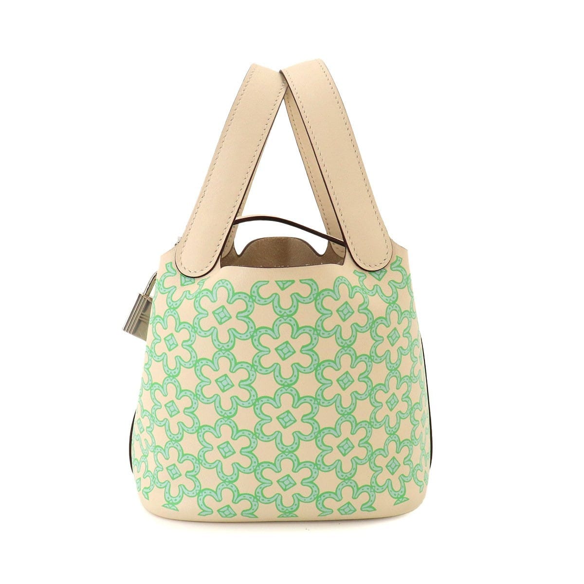 Luxury Promise Japan HERMES Picotin Lock PM Lucky Daisy Hand Bag Swift Nata Vert Blanc 90331098