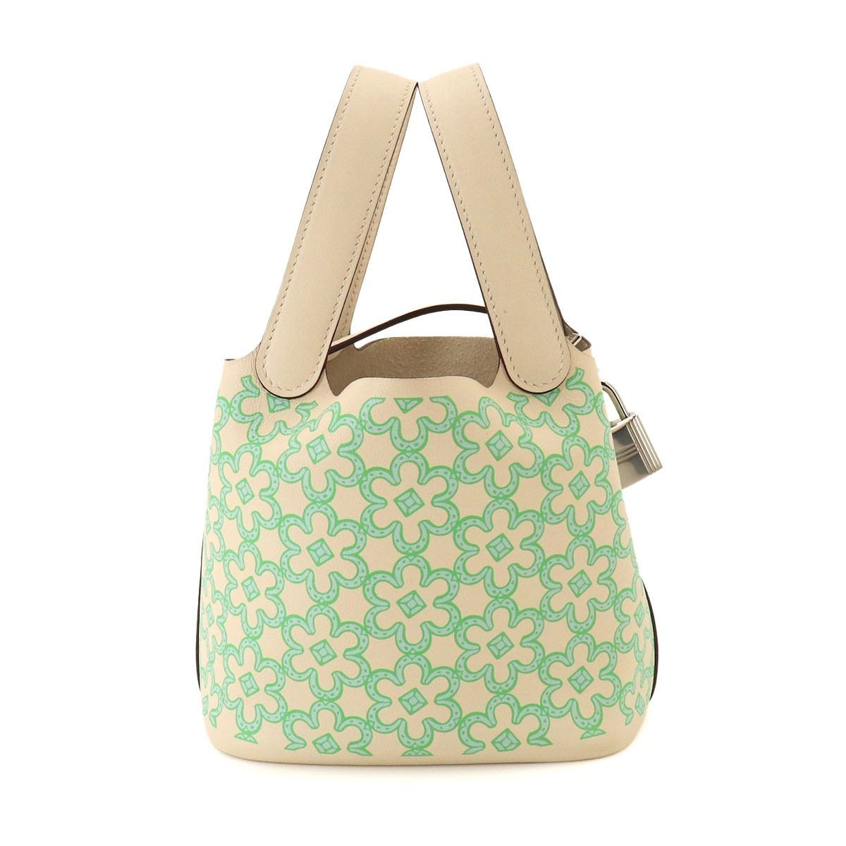 Luxury Promise Japan HERMES Picotin Lock PM Lucky Daisy Hand Bag Swift Nata Vert Blanc 90331098