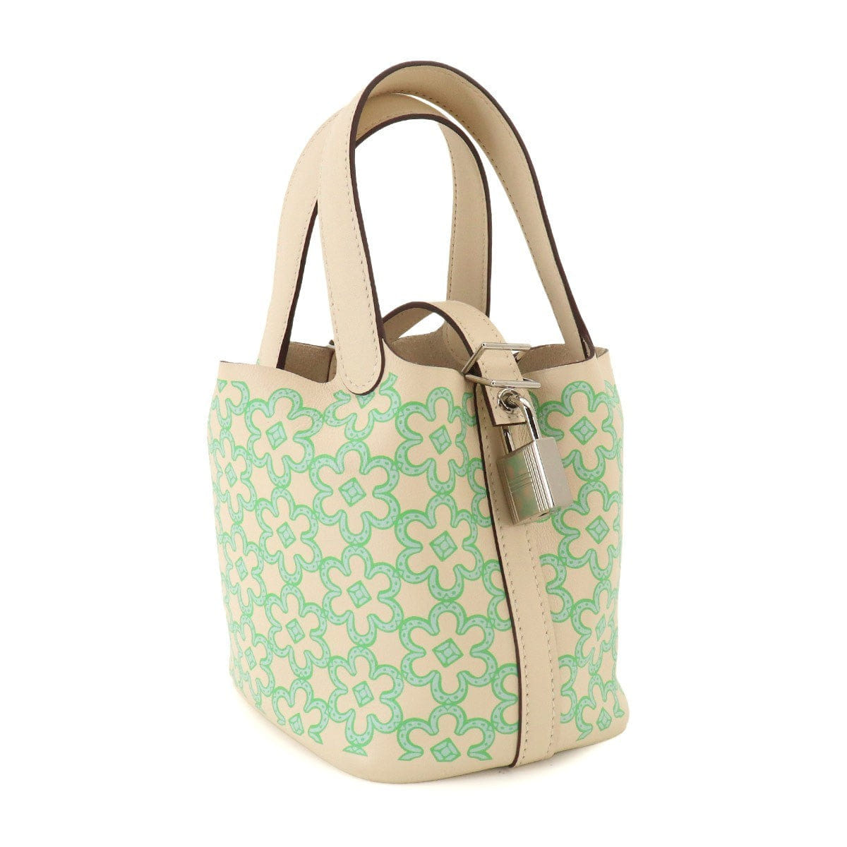 Luxury Promise Japan HERMES Picotin Lock PM Lucky Daisy Hand Bag Swift Nata Vert Blanc 90331098