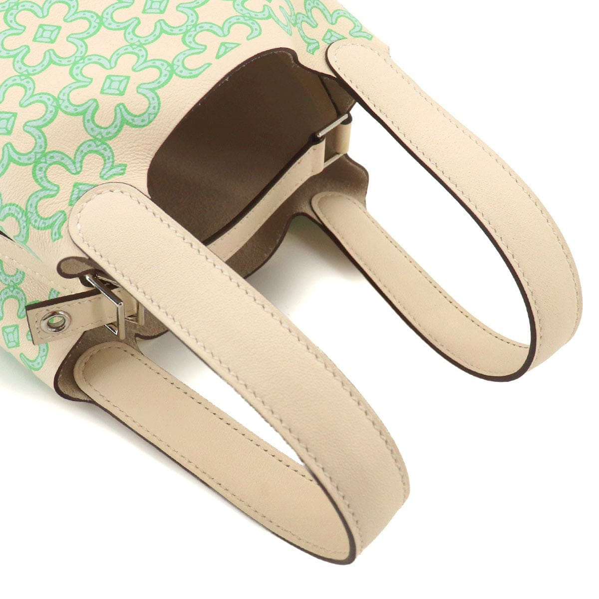 Luxury Promise Japan HERMES Picotin Lock PM Lucky Daisy Hand Bag Swift Nata Vert Blanc 90331098