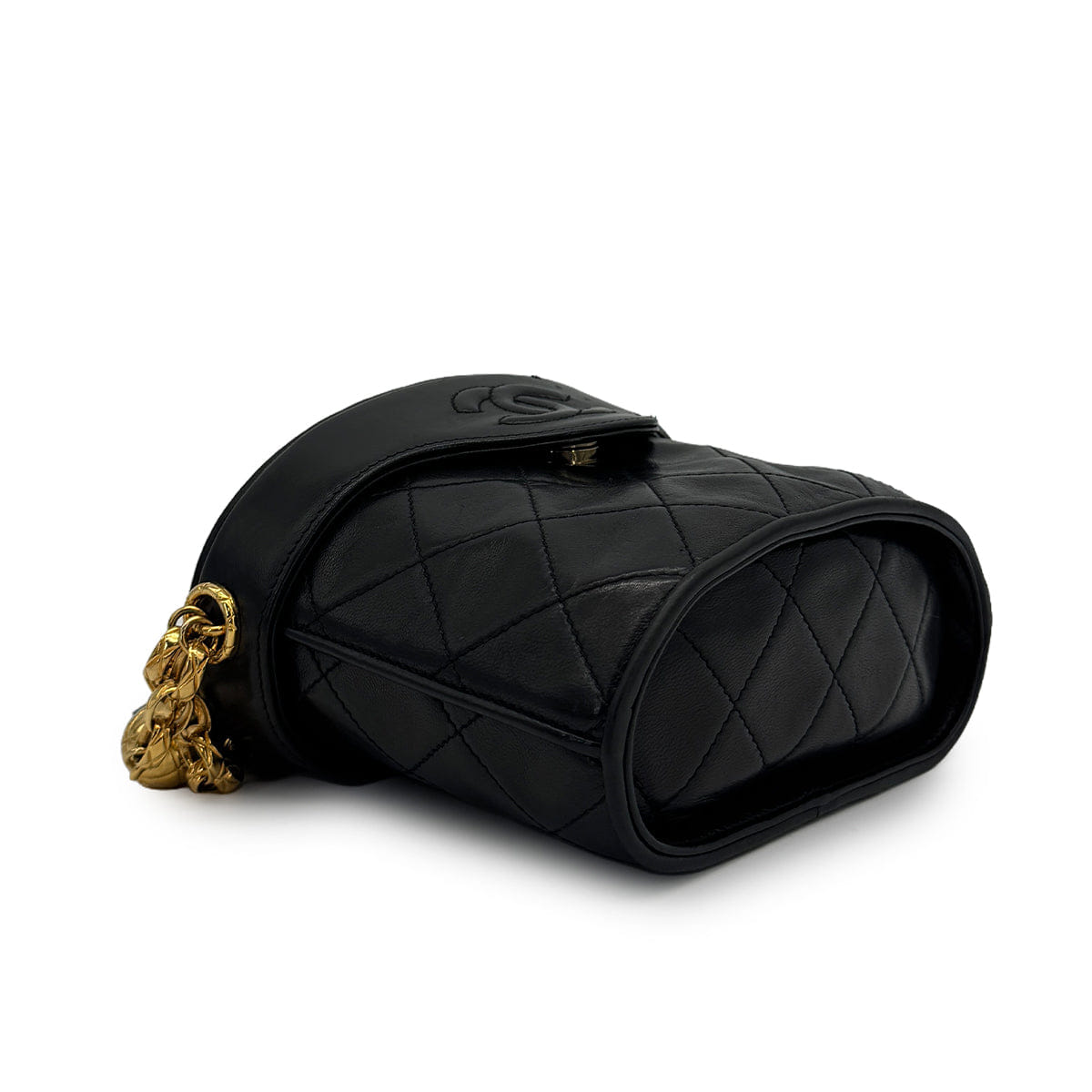 Purpose VINTAGE CHANEL COCOMARK FRINGE BIJOU CHAIN SHUOLDER BAG BLACK LAMB SKIN GOLD HARDWARE 90325349