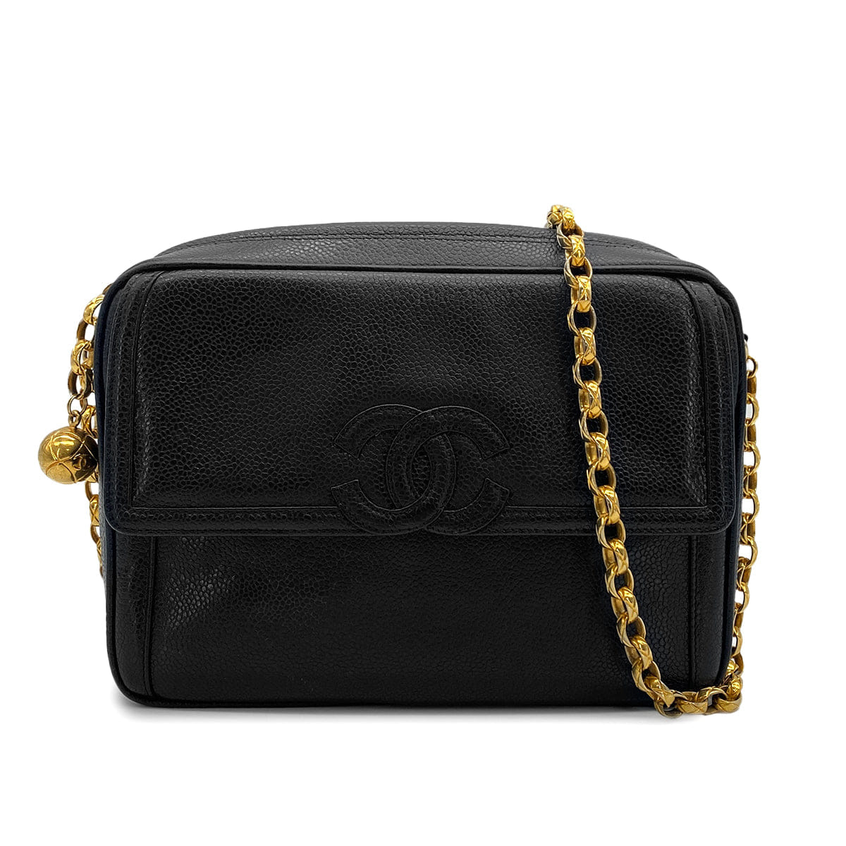 Luxury Promise Japan VINTAGE CHANEL COCOMARK BIJOU CHAIN SHUOLDER BAG BLACK CAVIAR SKIN GOLD HARDWARE 90324822