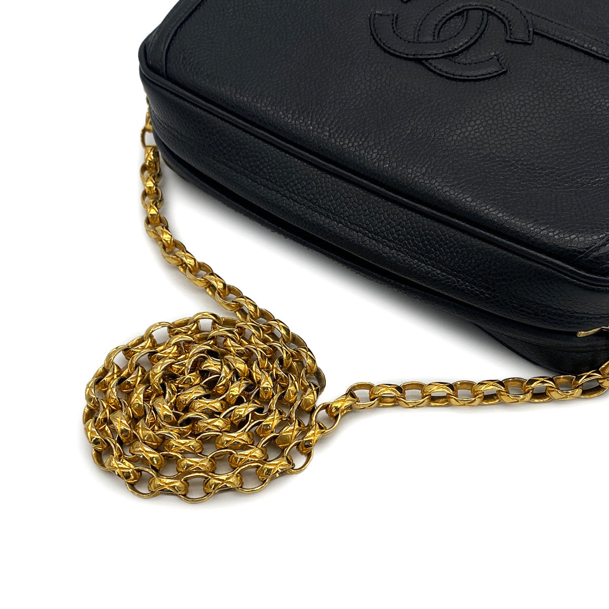 Luxury Promise Japan VINTAGE CHANEL COCOMARK BIJOU CHAIN SHUOLDER BAG BLACK CAVIAR SKIN GOLD HARDWARE 90324822