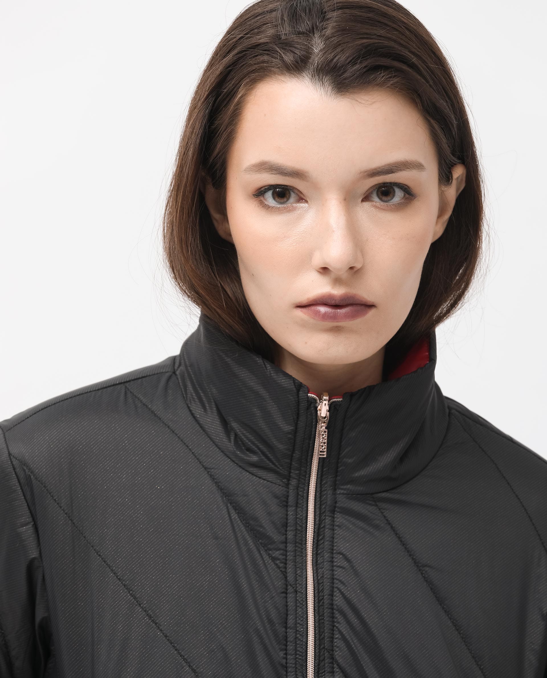 Rareism Women's Sapel Black Polyester High Neck Plain Regular Fit Jacket