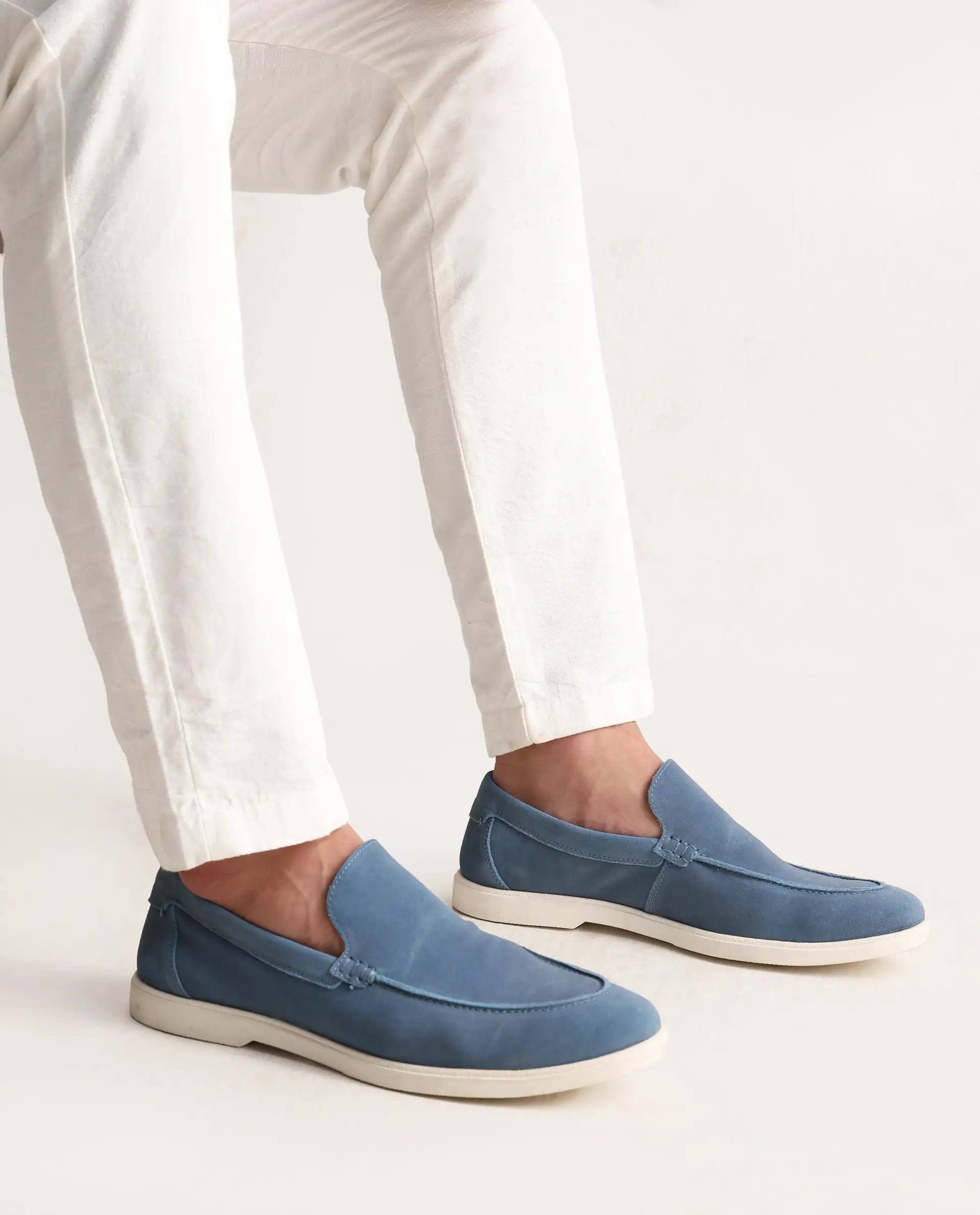 RAREZ Rare Rabbit Men Velour Aqua Suede Leather Slip - On Closure Loafer