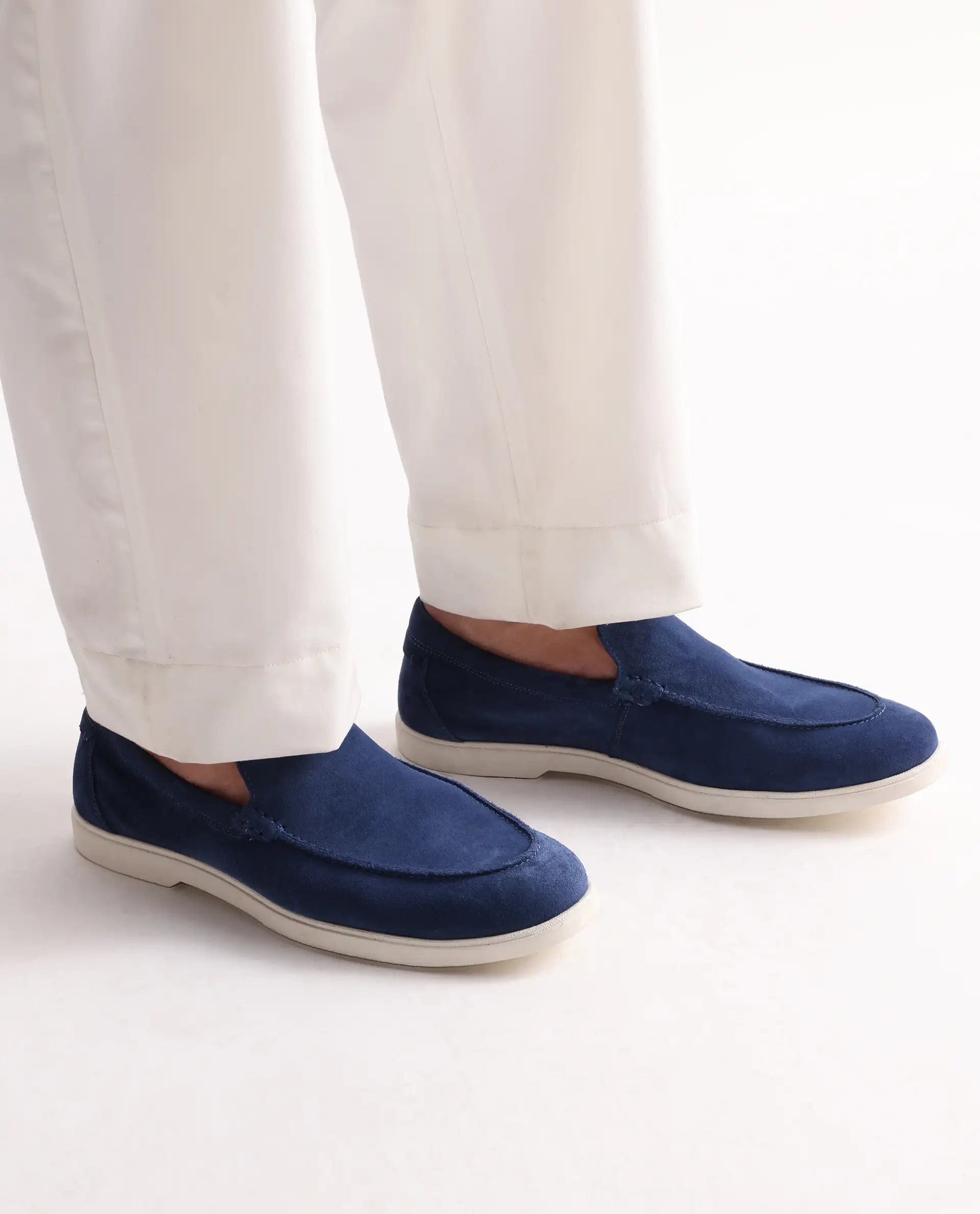 RAREZ Rare Rabbit Men Velour Cobalt Blue Suede Leather Slip - On Closure Loafer