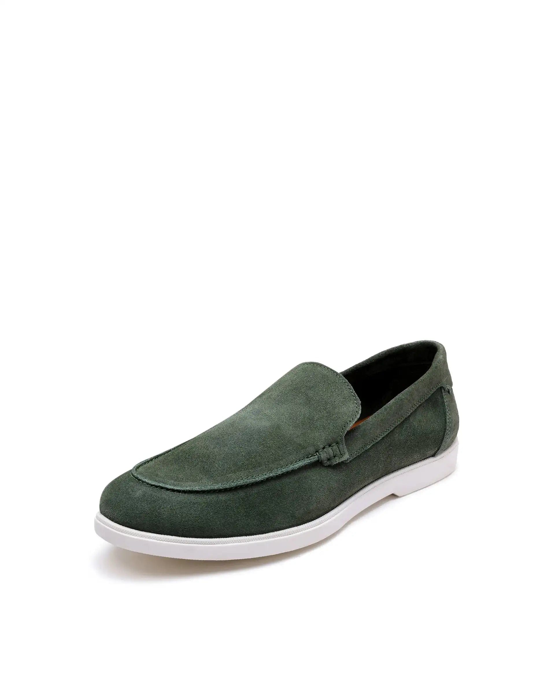 RAREZ Rare Rabbit Men Velour Sage Green Suede Leather Slip - On Closure Loafer