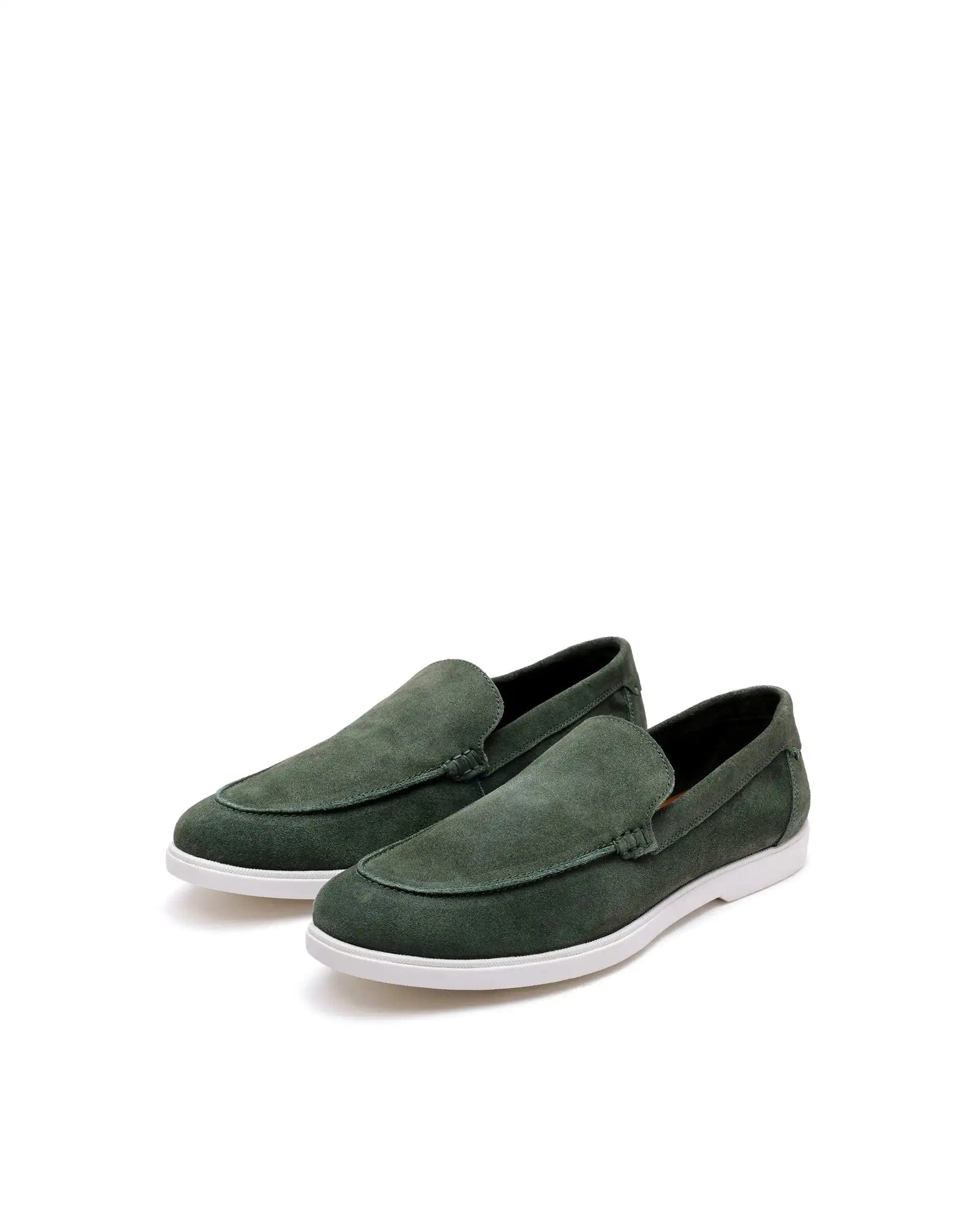 RAREZ Rare Rabbit Men Velour Sage Green Suede Leather Slip - On Closure Loafer