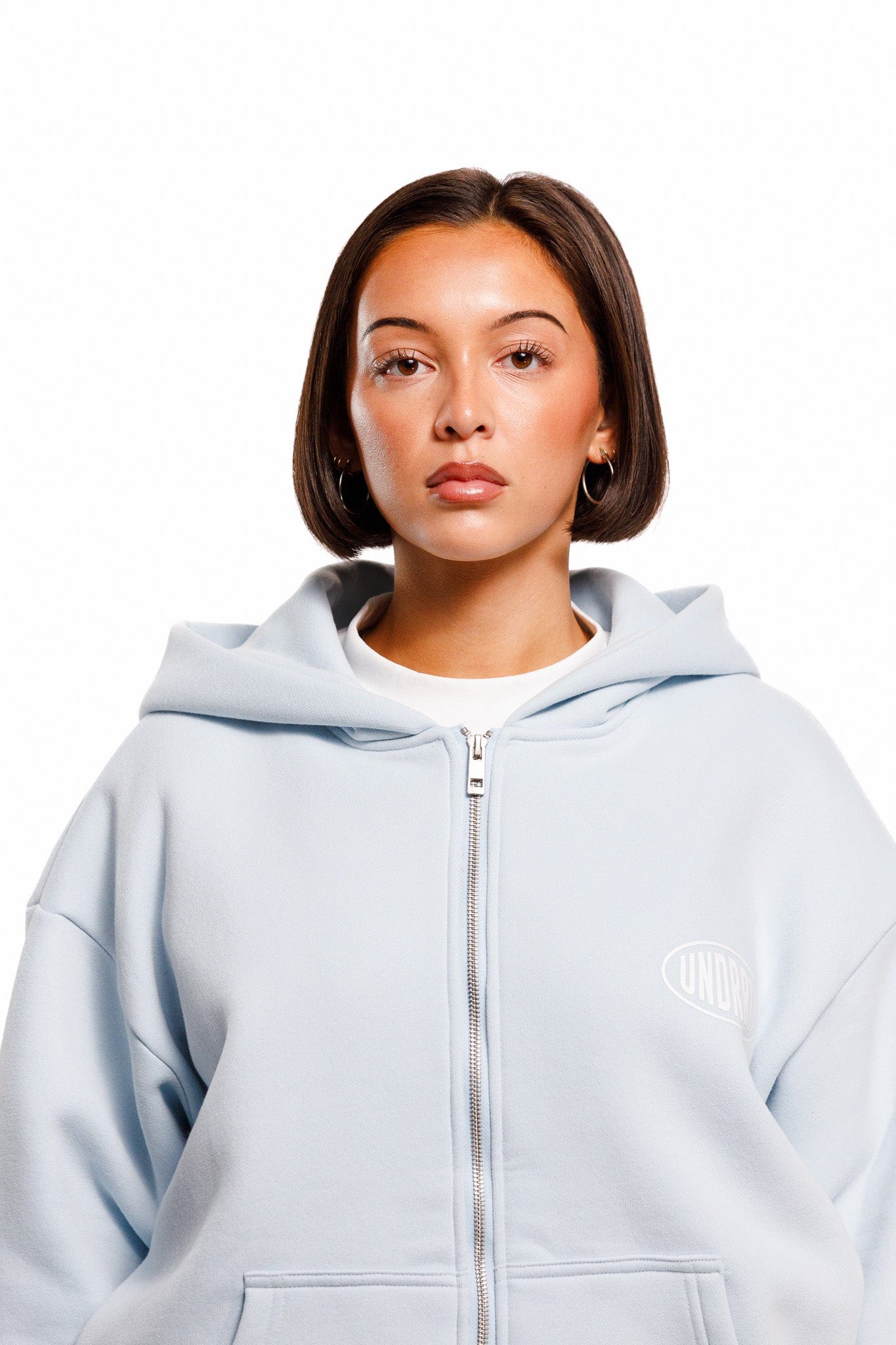 Blue UNDERRATED Stamp Zip Hoodie - Powder Blue