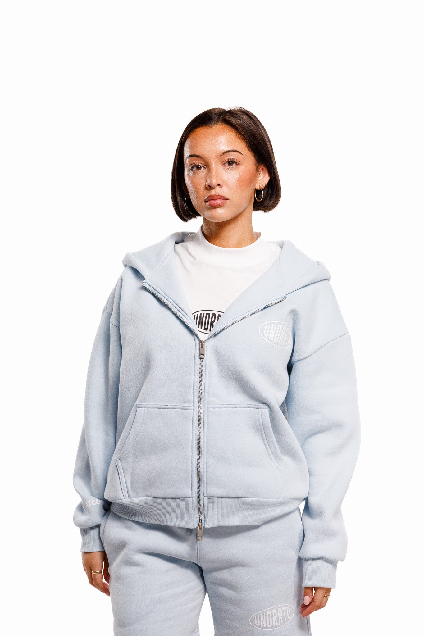 Blue UNDERRATED Stamp Zip Hoodie - Powder Blue