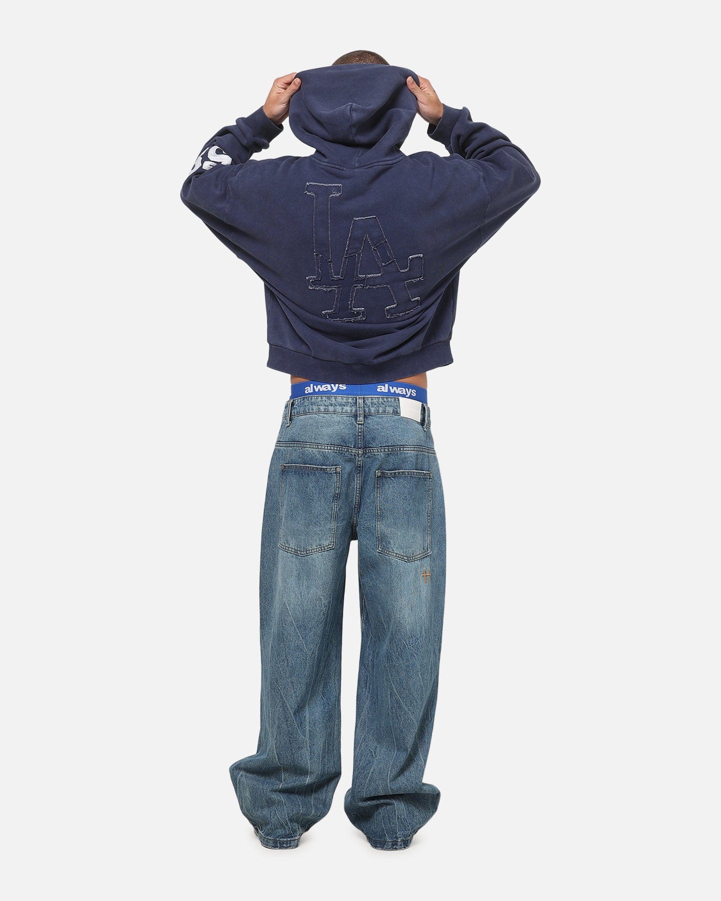 Majestic Athletic Los Angeles Dodgers MLB Ghost Fade Box Hoodie Indigo