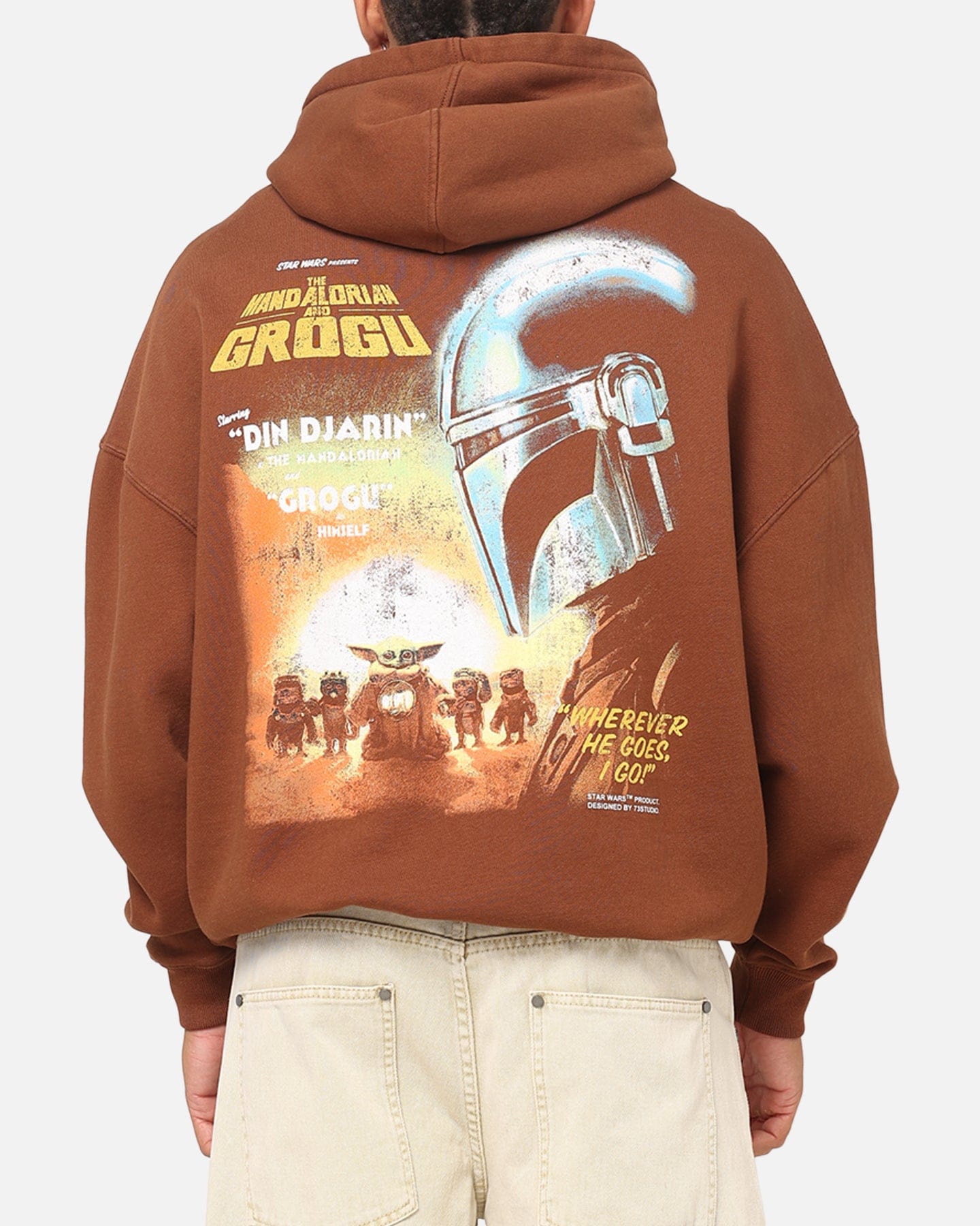 73studio Star Wars Mandolorian Poster Hoodie Washed Brown