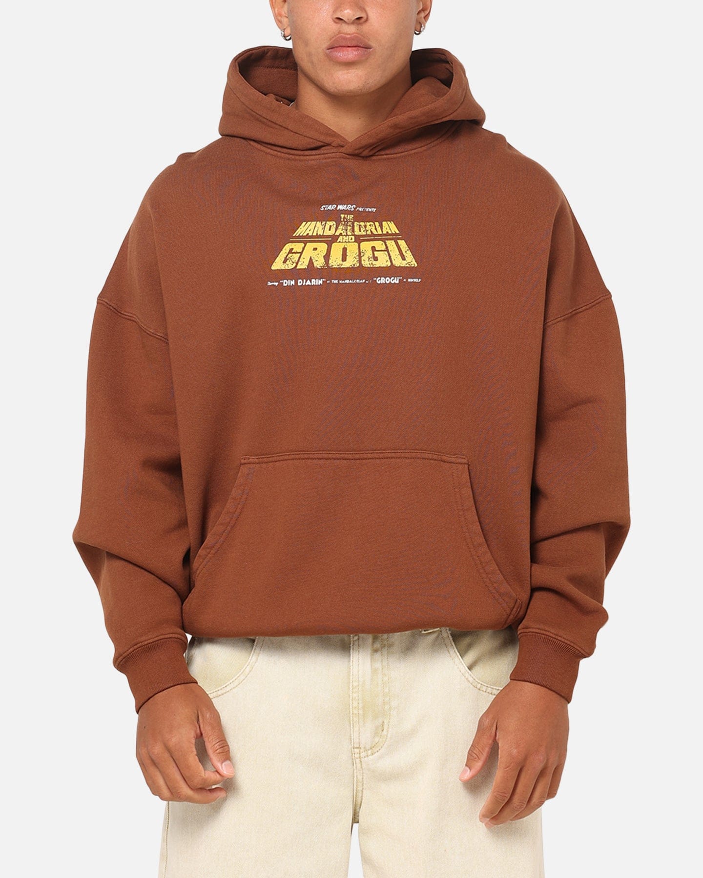 73studio Star Wars Mandolorian Poster Hoodie Washed Brown