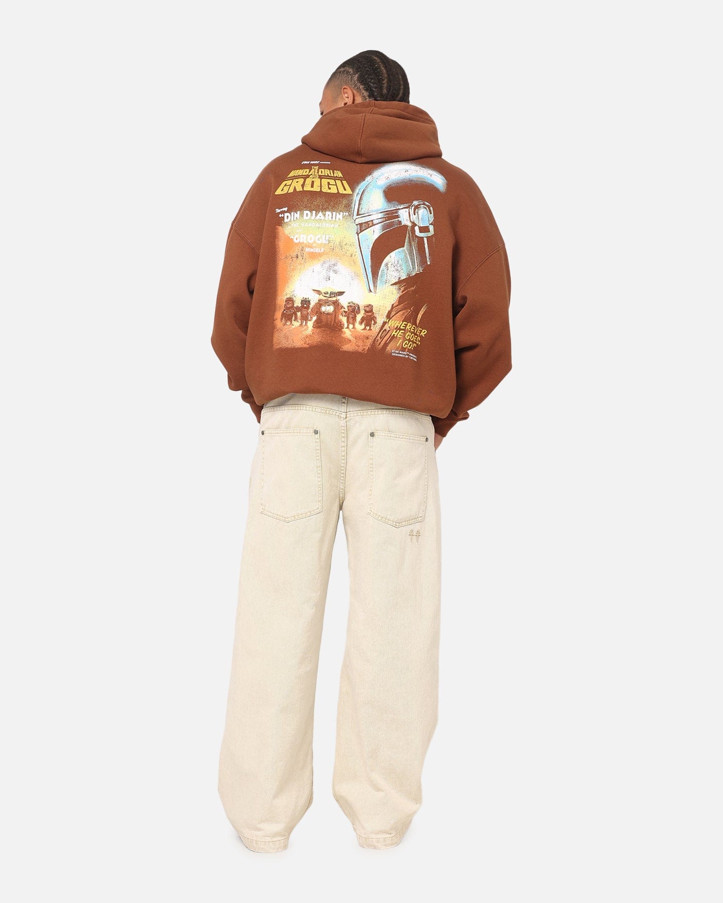 73studio Star Wars Mandolorian Poster Hoodie Washed Brown