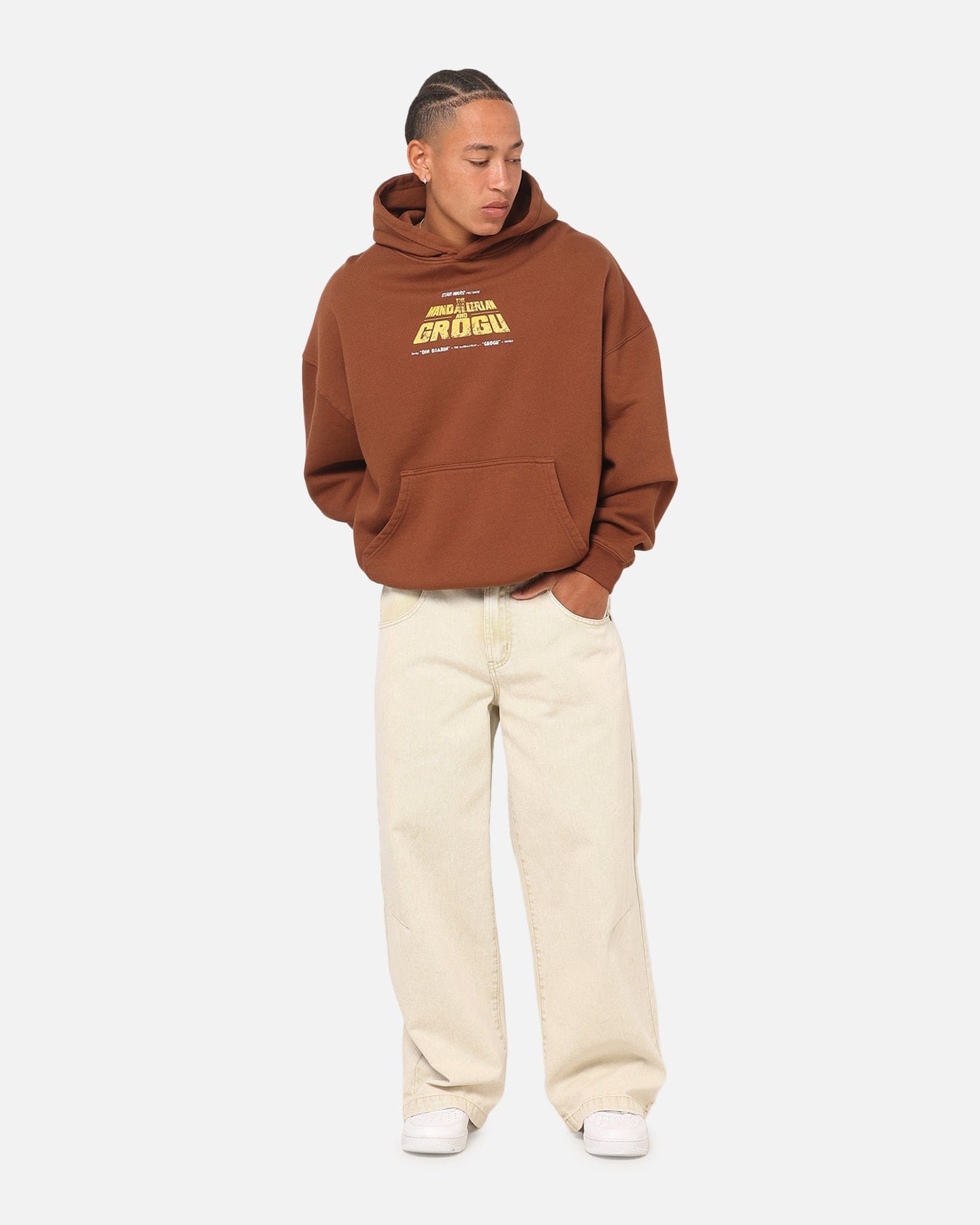 73studio Star Wars Mandolorian Poster Hoodie Washed Brown