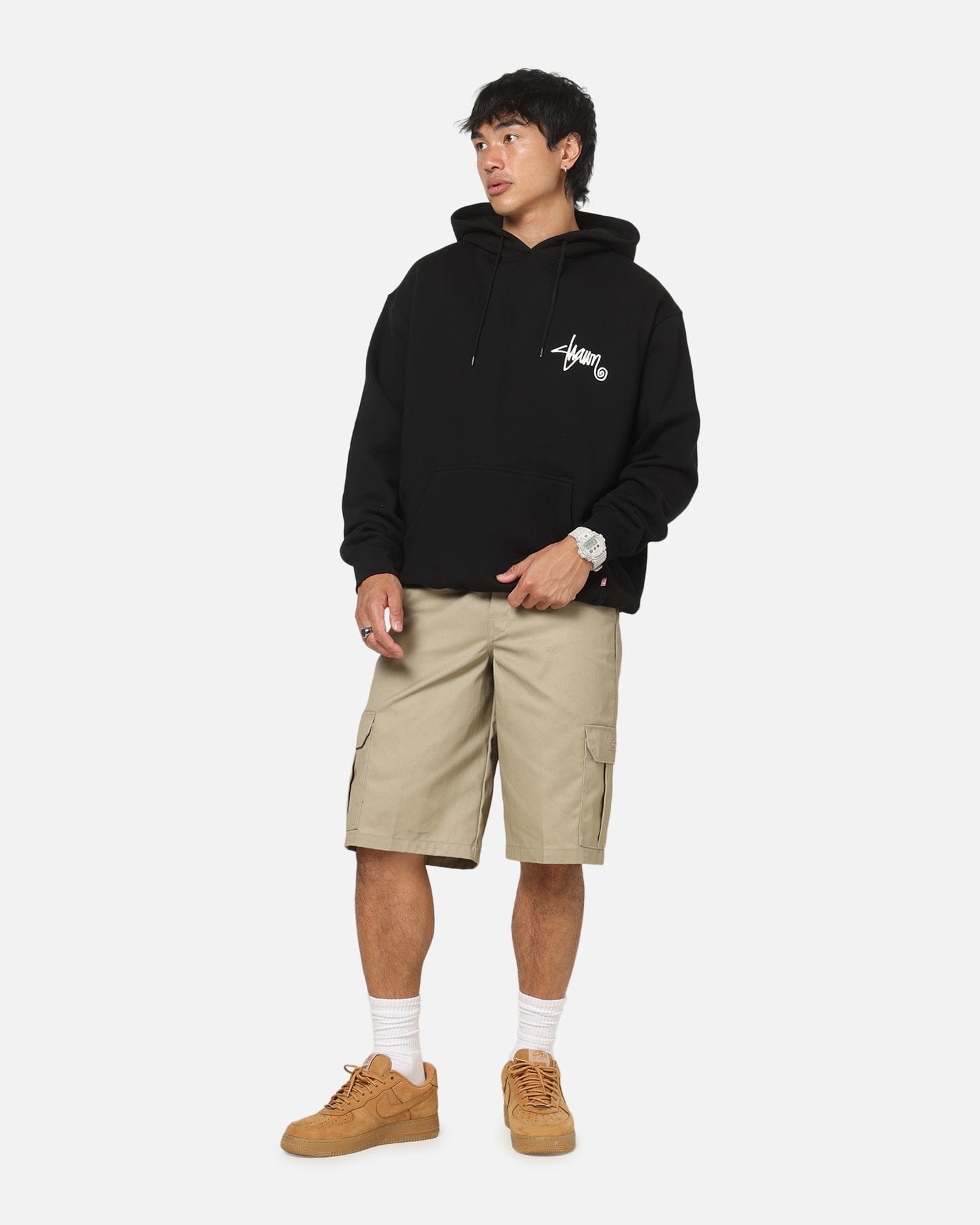 S Double Roots Dot Hoodie Black
