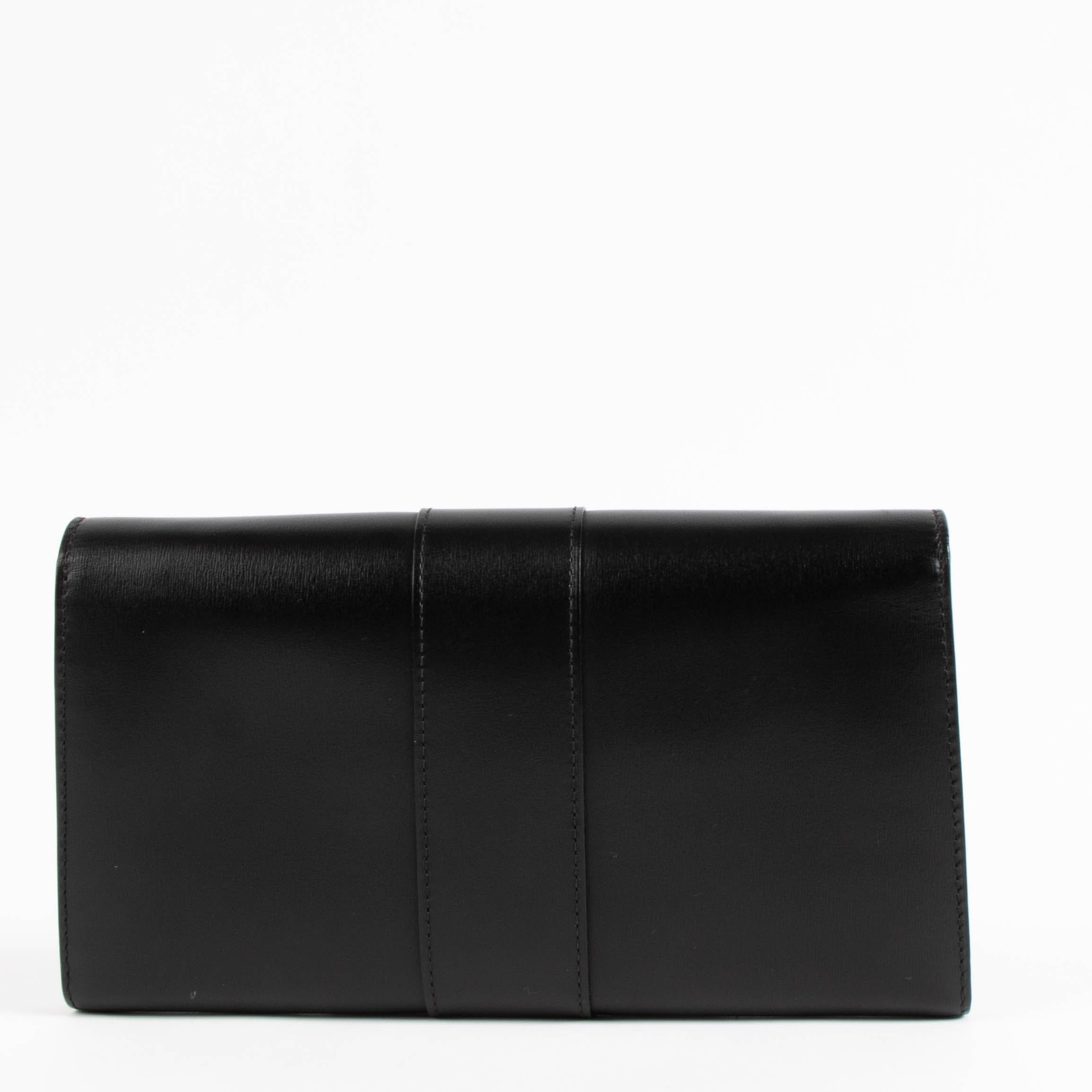 Delvaux Black/Lipstick Box Calf Brillant Chain Long Wallet