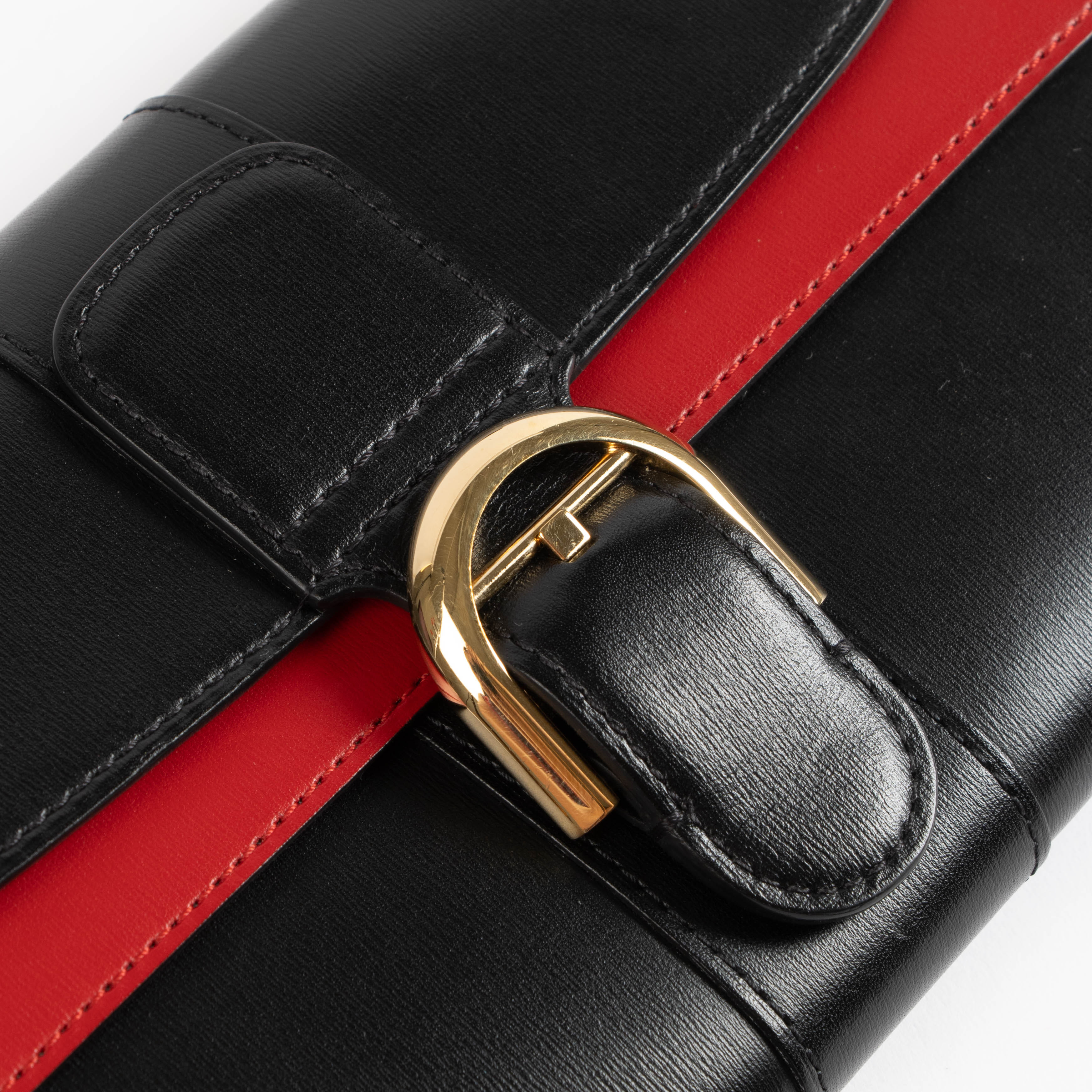Delvaux Black/Lipstick Box Calf Brillant Chain Long Wallet