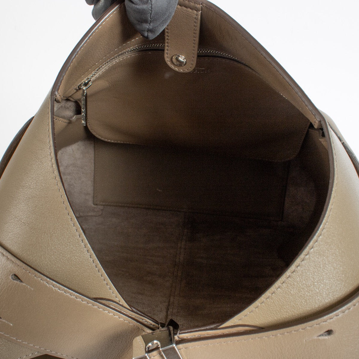 Delvaux Taupe Zele Calf So Cool MM Bag