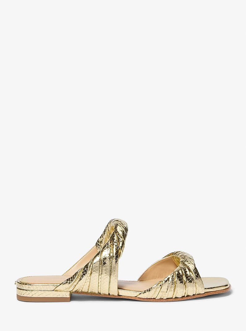 Kiana Metallic Snake Embossed Leather Sandal