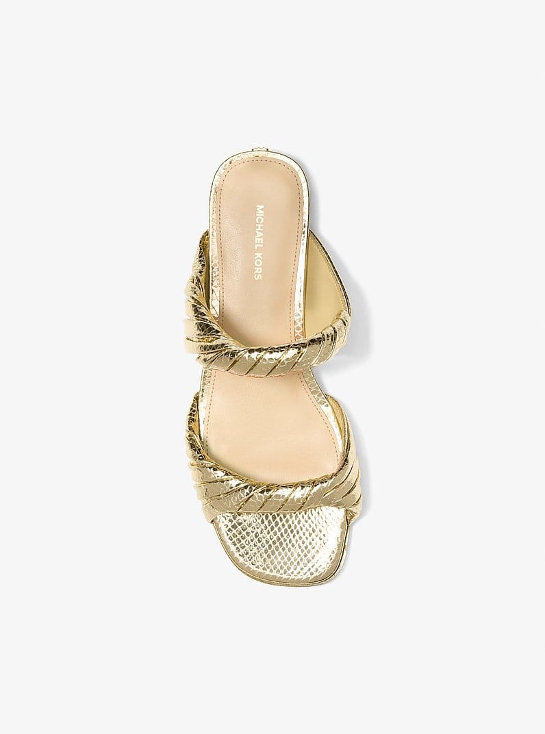 Kiana Metallic Snake Embossed Leather Sandal