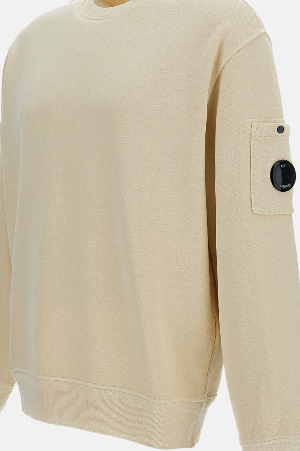 C.P. Company FELPA GIROCOLLO IN COTONE DIAGONAL FLEECE CON LENTE
