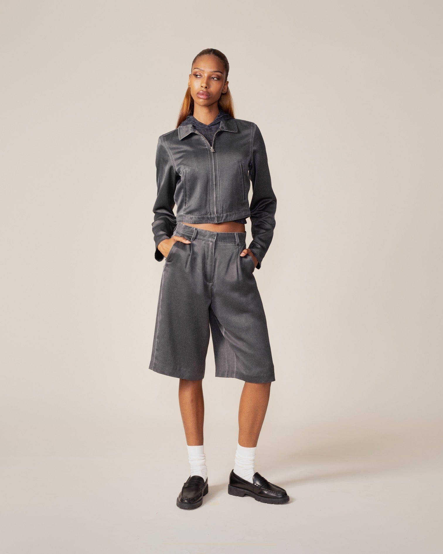 Daily Paper Black Oyster Satin Washed Jacket