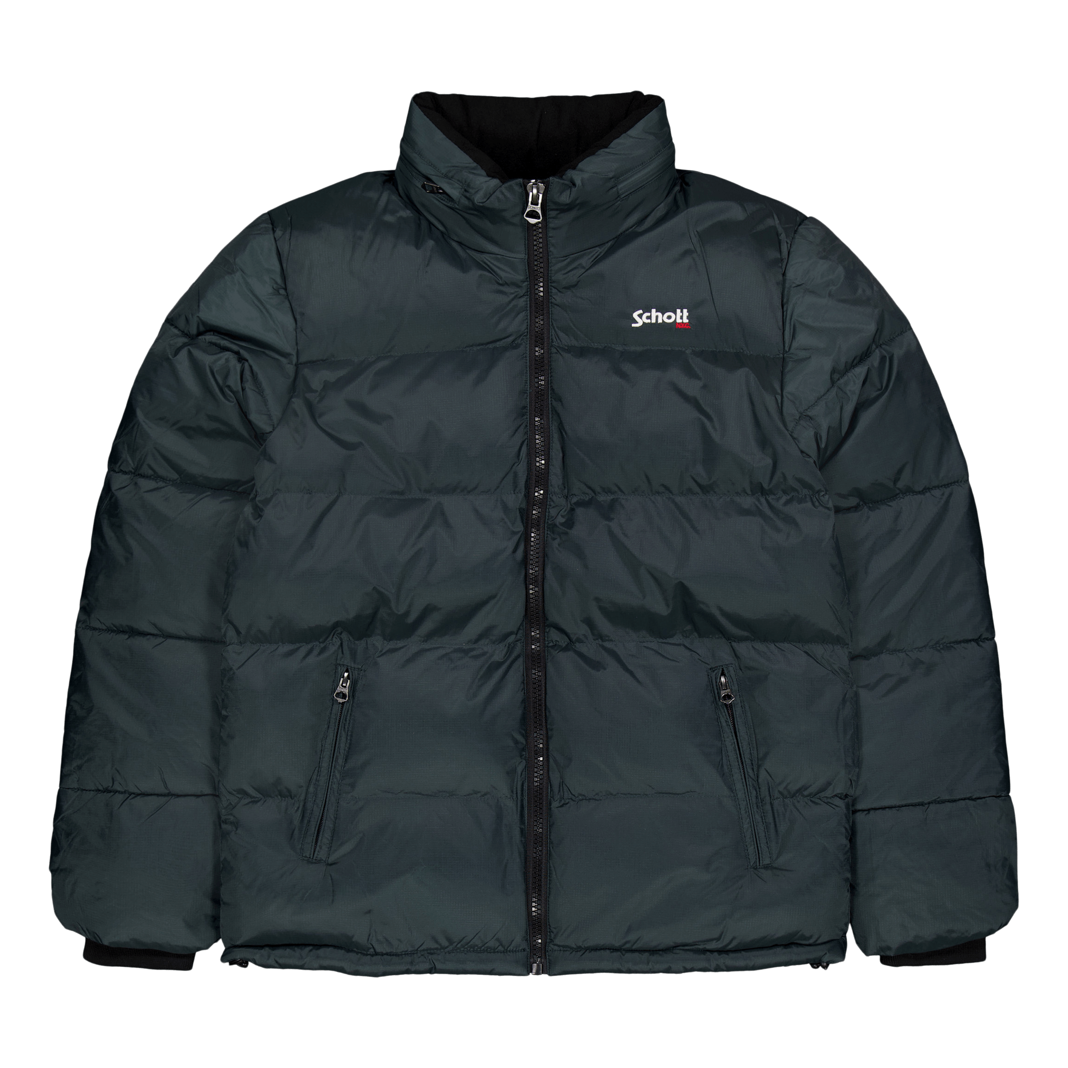 Schott NYC Jacket Zippe Col Haut Broderie Forest