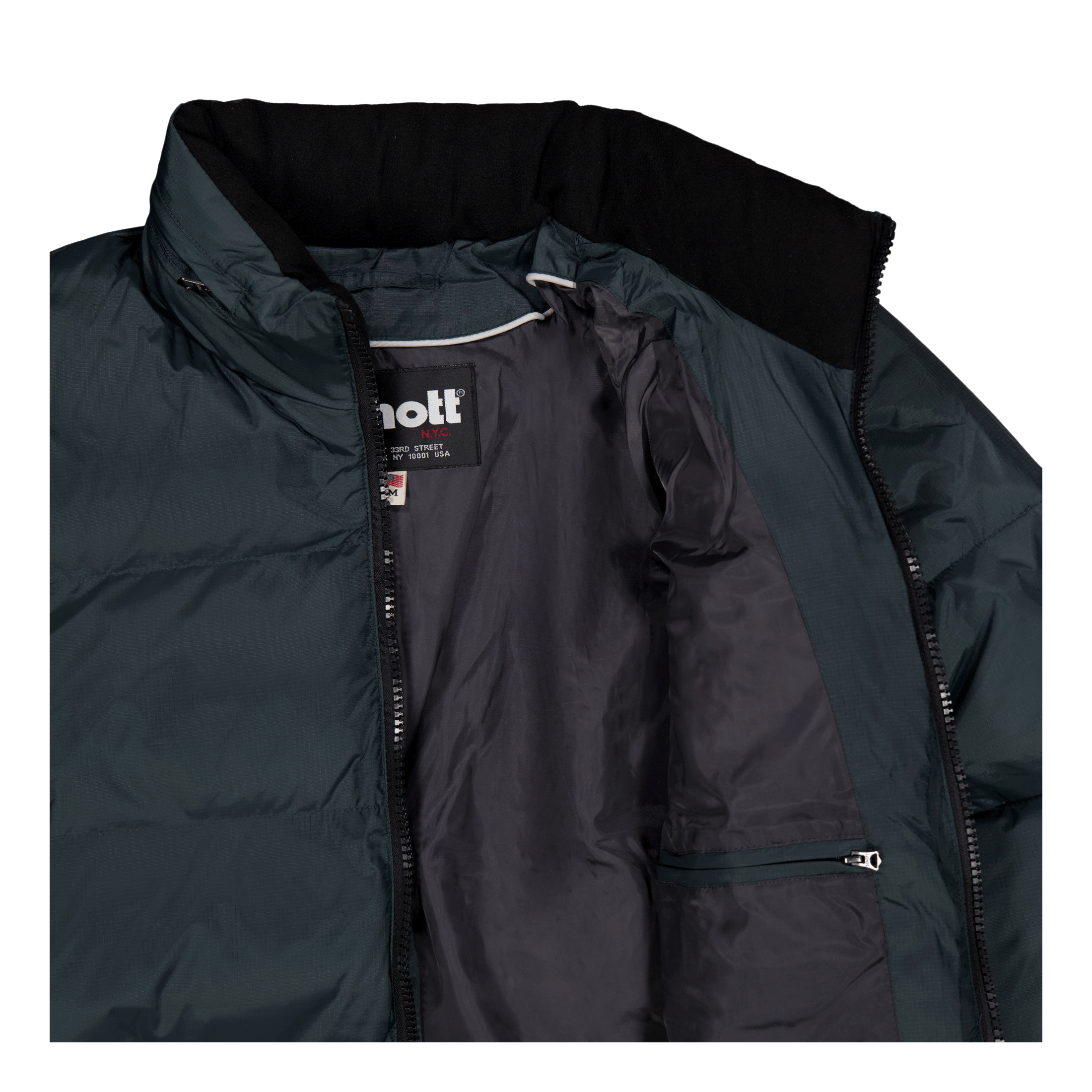 Schott NYC Jacket Zippe Col Haut Broderie Forest